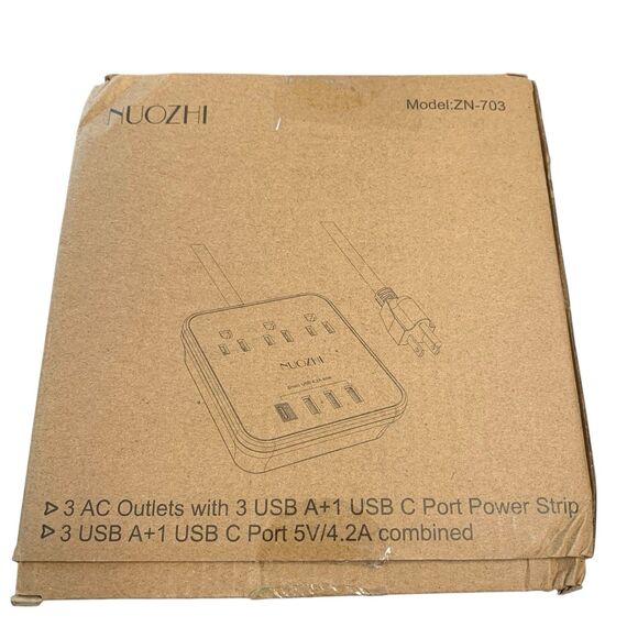 Cruise Essentials,6 Ft Power Strip with 3 Outlets and 4 USB 6 Ft, White - Picture 6 of 6